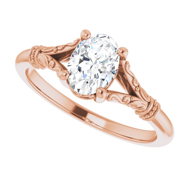 3/4ct Oval Moissanite Vintage Ring