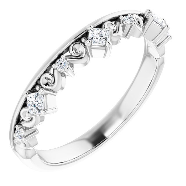 Sculptural Princess Cut Moissanite Anniversary Ring