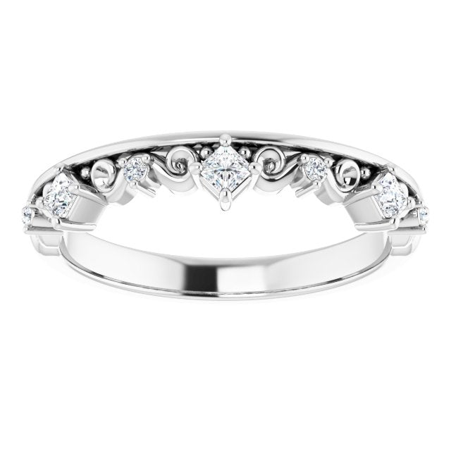 Sculptural Princess Cut Moissanite Anniversary Ring