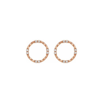 Rose Gold LG Diamond Circle Earrings-1