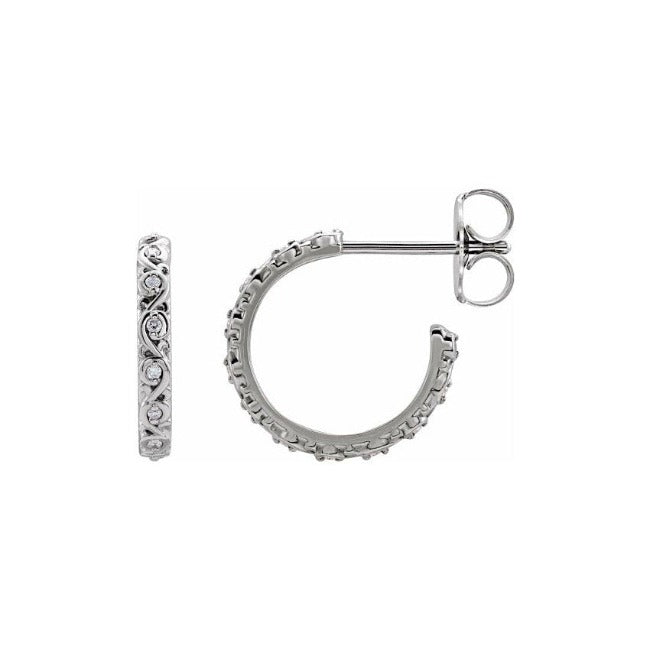 white gold LG diamond 3/4 hoops