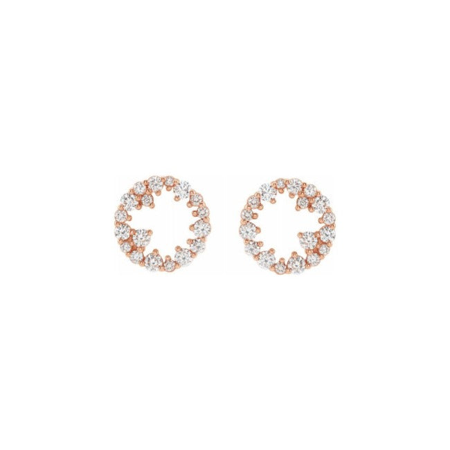 14k Rose Gold LG Diamond Scatter Circle Earrings