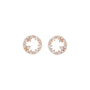 14k Rose Gold LG Diamond Scatter Circle Earrings