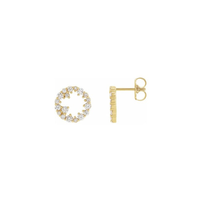 14k Gold LG Diamond Scatter Circle Earrings-6