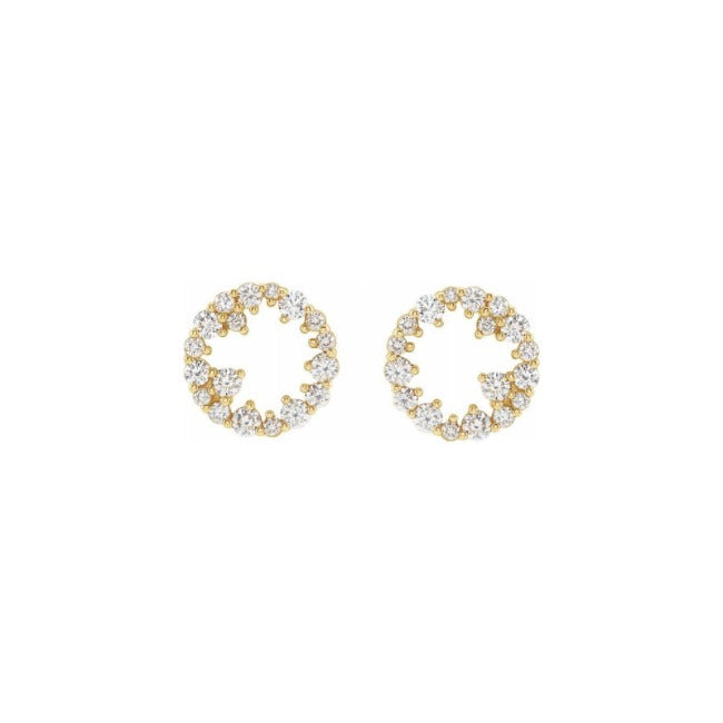 14k Gold LG Diamond Scatter Circle Earrings-4