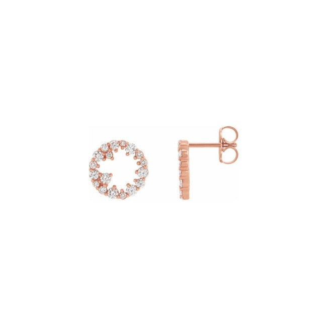 14k Rose Gold LG Diamond Scatter Circle Earrings-3