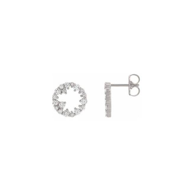 14k Gold LG Diamond Scatter Circle Earrings-1