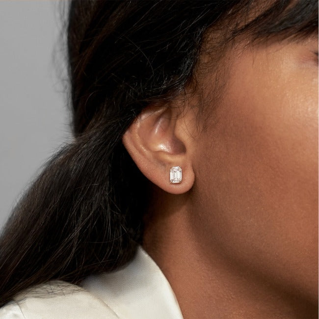 2 carat emerald shape moissanite studs_2