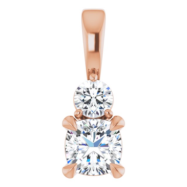 Cushion and Round Brilliant Moissanite Pendant