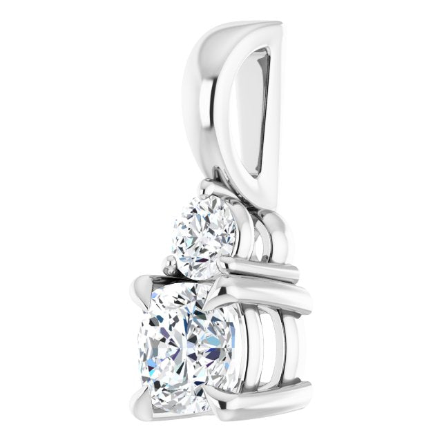 Cushion and Round Brilliant Moissanite Pendant