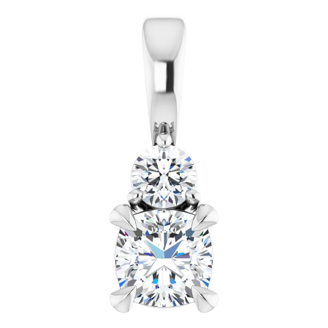 Cushion and Round Brilliant Moissanite Pendant