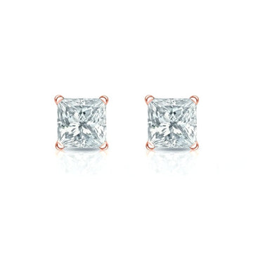 2 carat princess cut moissanite studs-rg