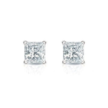 2 carat princess cut moissanite studs-wg