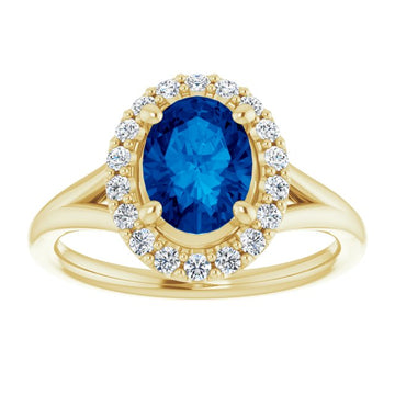 1.25ct Oval Sapphire Ring with LG Diamond Halo