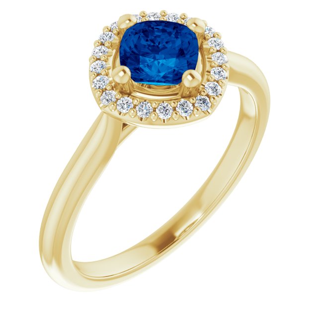 5mm LG Sapphire Cushion Ring with LG Diamond Halo