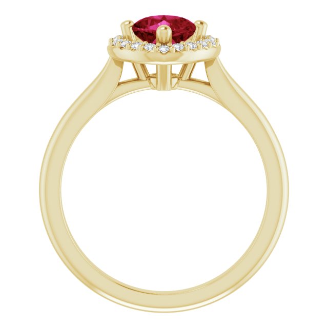  5mm LG Ruby Cushion Ring with LG Diamond Halo