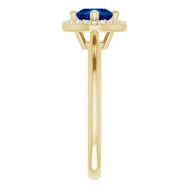 5mm LG Sapphire Cushion Ring with LG Diamond Halo