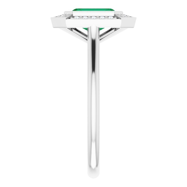 7 x 5mm LG Emerald Vintage Style Ring with LG Diamond Halo