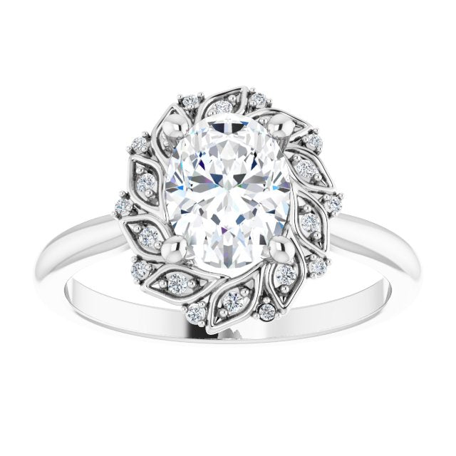 1.25ct Oval Moissanite Vintage Halo Ring