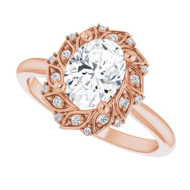 1.25ct Oval Moissanite Vintage Halo Ring