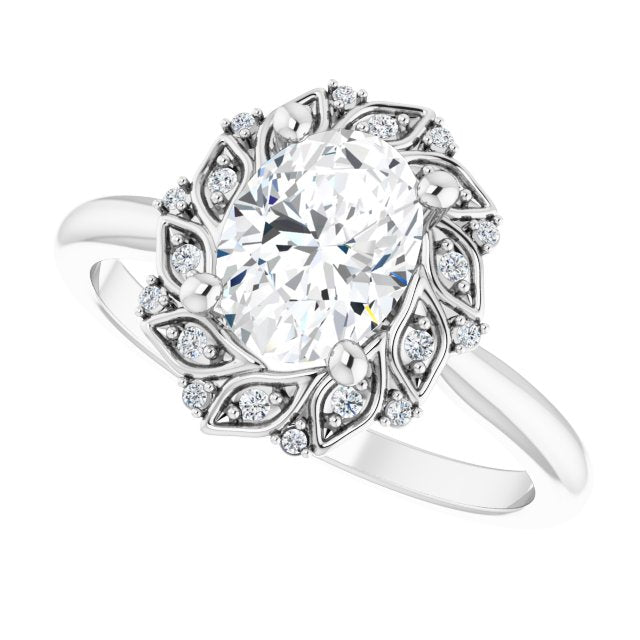 1.25ct Oval Moissanite Vintage Halo Ring