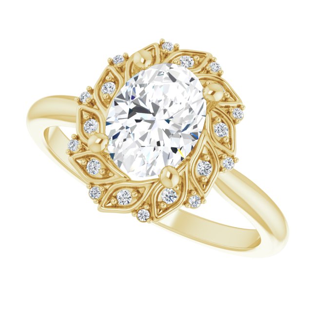 1.25ct Oval Moissanite Vintage Halo Ring