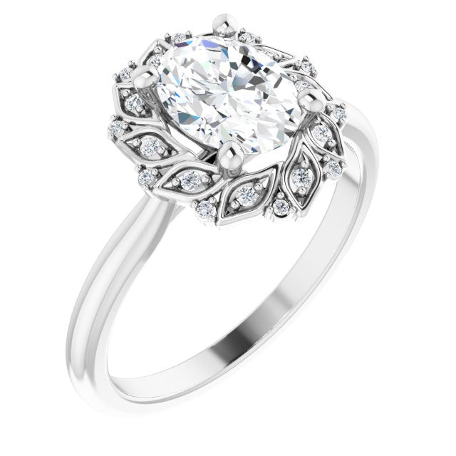 1.25ct Oval Moissanite Vintage Halo Ring