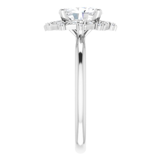 1.25ct Oval Moissanite Vintage Halo Ring