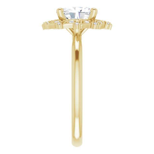 1.25ct Oval Moissanite Vintage Halo Ring