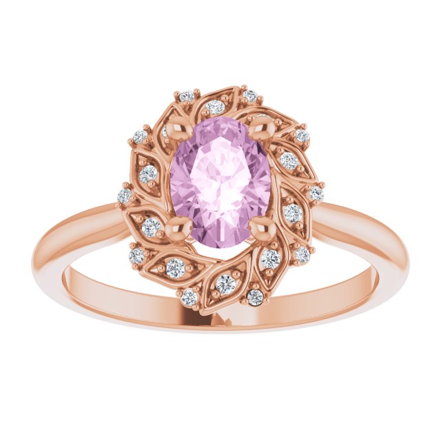 Light Pink LG Sapphire Diamond Halo Ring – nzmoissanite