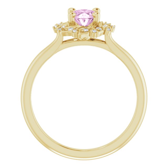 Light Pink LG Sapphire & Diamond Halo Ring