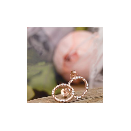 Rose Gold LG Diamond Circle Earrings-2