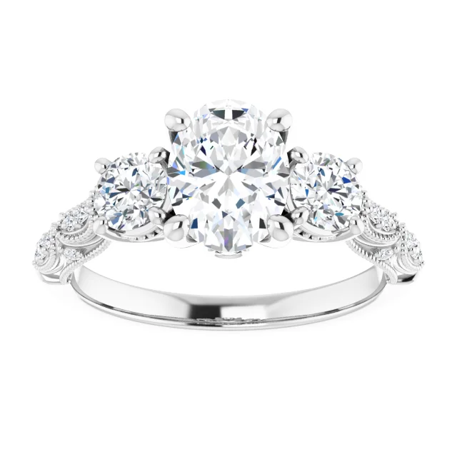 1.85ct Oval Moissanite Vintage Ring